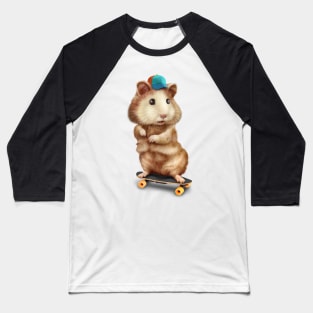 HAMSTER SKATEBOARDING Baseball T-Shirt